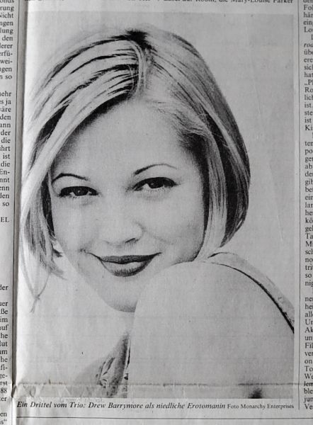 Drew Barrymore (Zeitungsausschnitt)